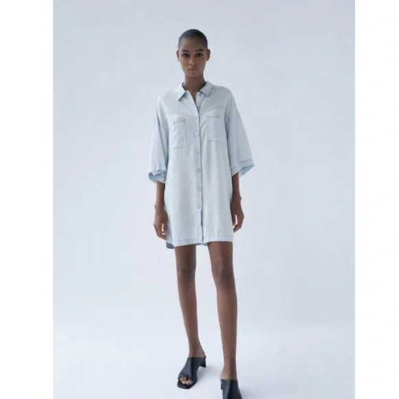 Zara | Dresses | Zara Flowy Shirt Dress Trf Size S | Poshmark